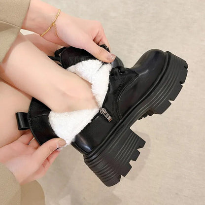 Autumn Winter Plush Warm Chunky Ankle Boots for Women GOMINGLO