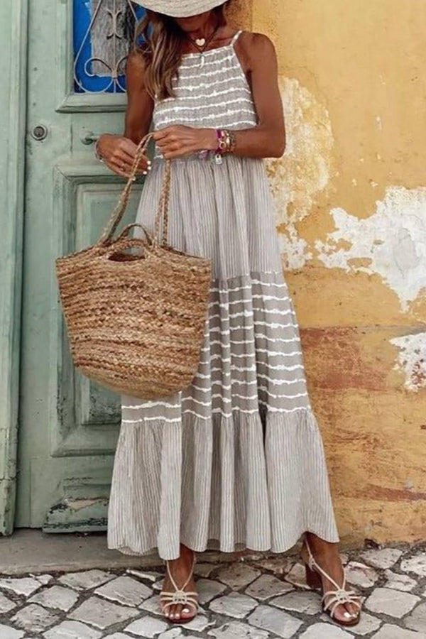 Bohemian Chic Loose Sleeveless Sling Maxi Dress GOMINGLO