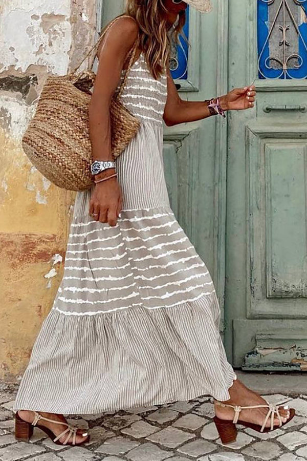 Bohemian Chic Loose Sleeveless Sling Maxi Dress GOMINGLO