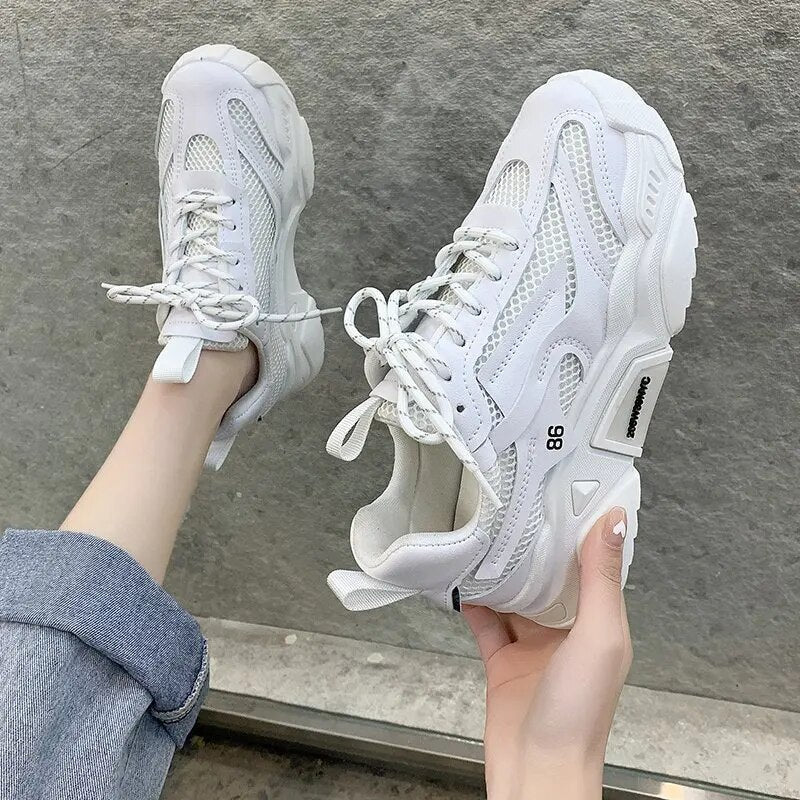 Casual Lace-Up Platform Sneakers for Women GOMINGLO