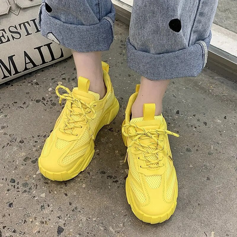Casual Lace-Up Platform Sneakers for Women GOMINGLO