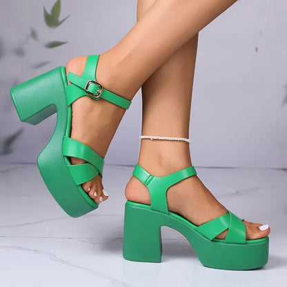 Chunky High Heels Platform Gladiator Sandals for Woman GOMINGLO