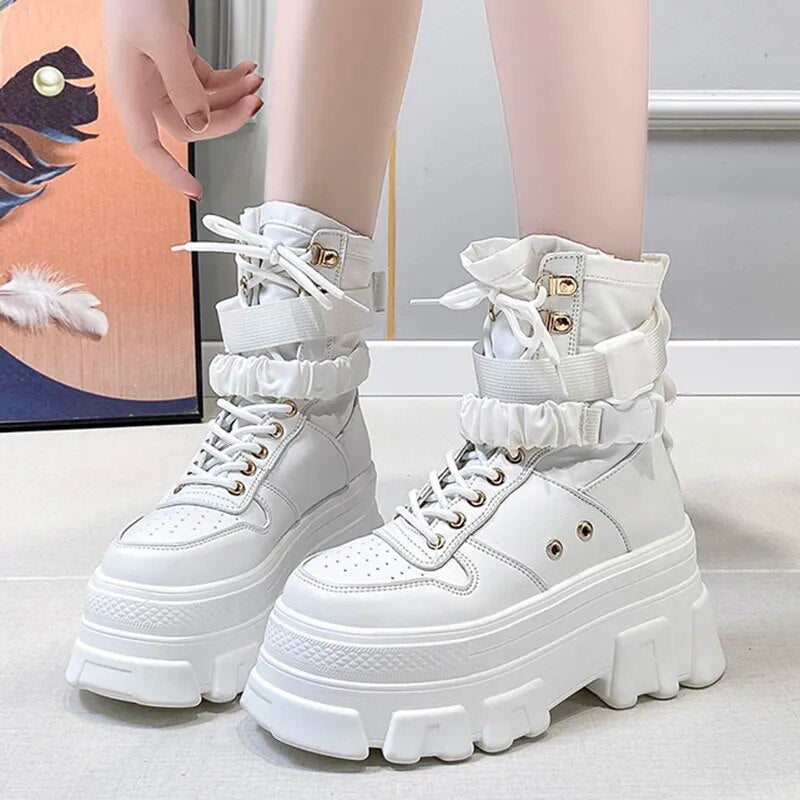 Chunky Platform Autumn Winter Gothic Shoes for Woman GOMINGLO