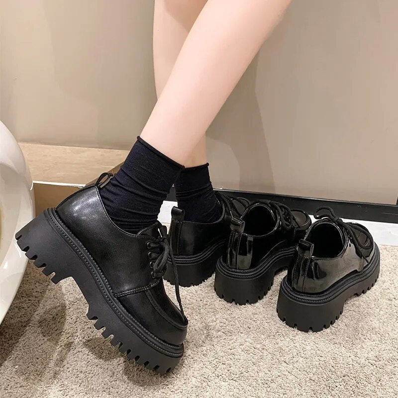 Chunky Platform Lace Up Oxfords Thick Bottom Boots GOMINGLO