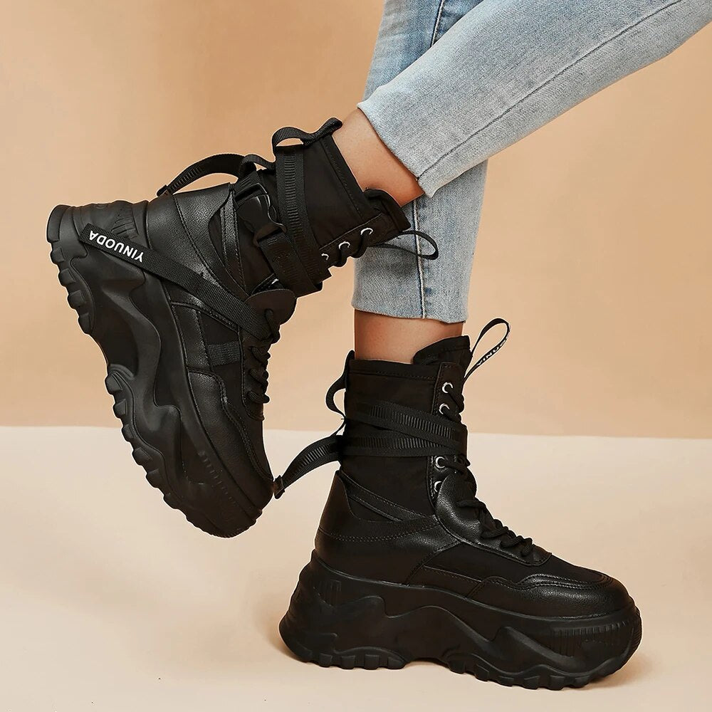 Chunky Platform Thick Sole Autumn Winter Ankle Boots for Women GOMINGLO