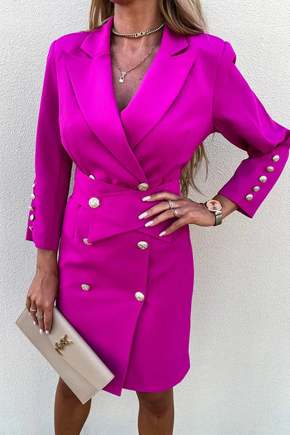 Double Breasted V-Neck Blazer Dress GOMINGLO
