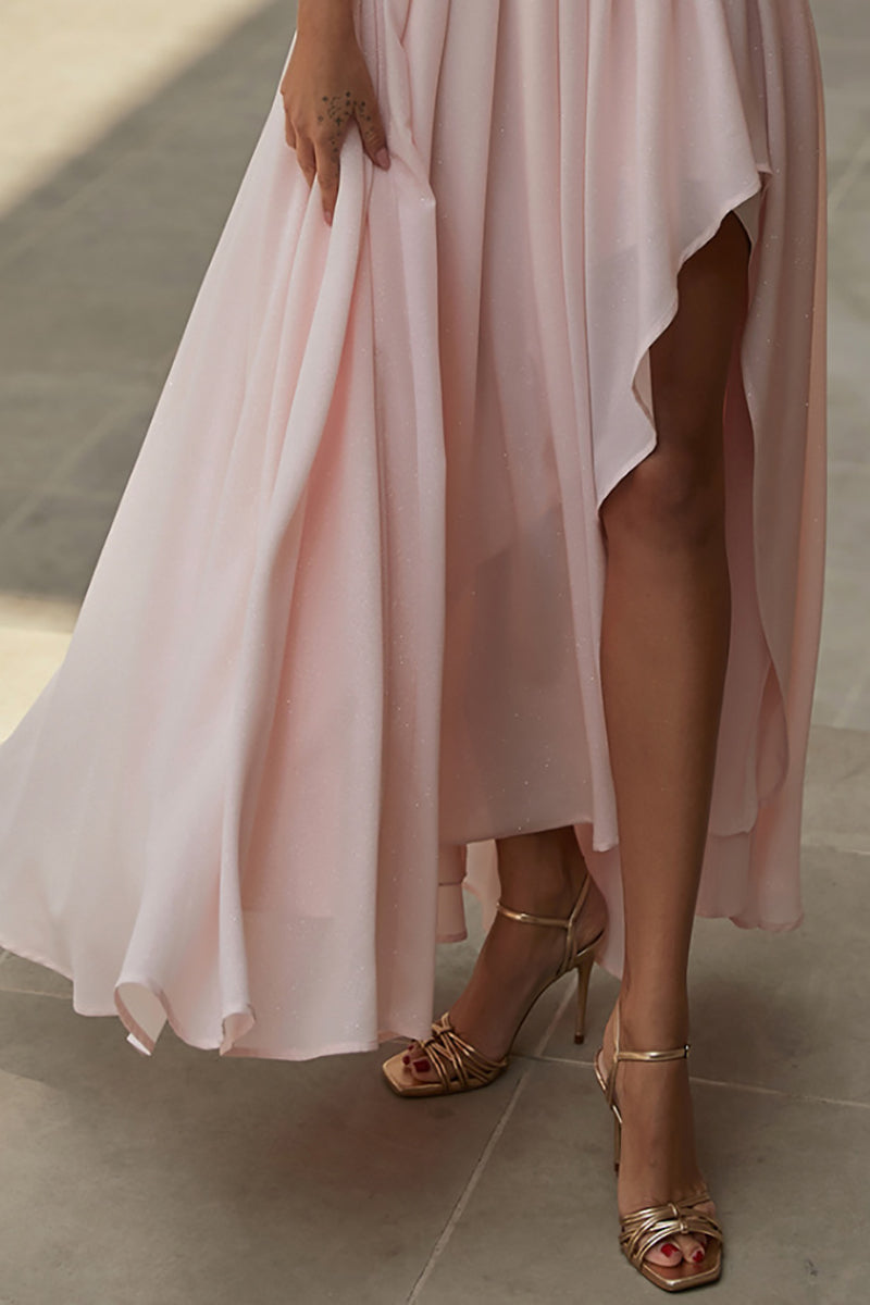 Elegant One-Shoulder Ruched Asymmetrical Maxi Dress GOMINGLO