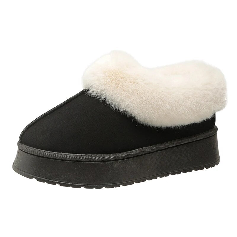 Faux Fur Winter Non Slip Plush Snow Boots Woman Thick Bottom Warm Cotton Shoes GOMINGLO