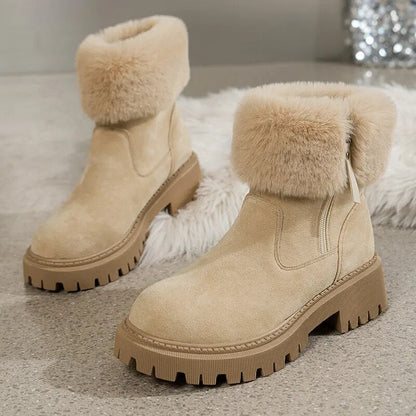 Faux Suede Fur Non Slip Warm Cotton Padded Thick Plush Winter Boots For Women GOMINGLO