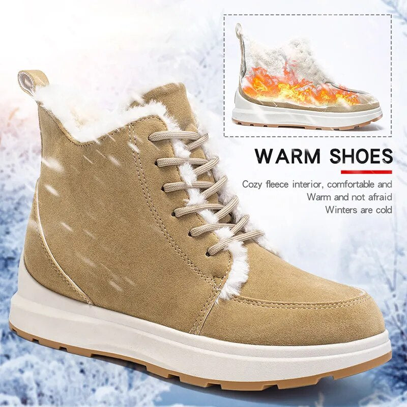 Faux Suede Thick Plush Winter Warm Platform Ankle Boots for Women GOMINGLO