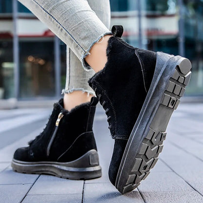 Faux Suede Thick Plush Winter Warm Platform Ankle Boots for Women GOMINGLO