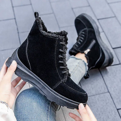 Faux Suede Thick Plush Winter Warm Platform Ankle Boots for Women GOMINGLO