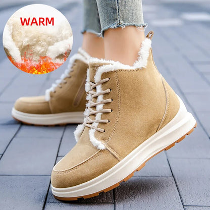 Faux Suede Thick Plush Winter Warm Platform Ankle Boots for Women GOMINGLO