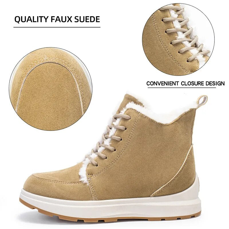 Faux Suede Thick Plush Winter Warm Platform Ankle Boots for Women GOMINGLO