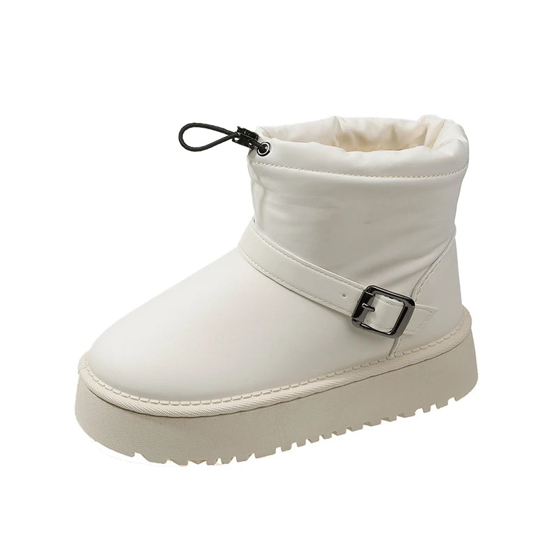 Gominglo - Chic Winter Fashion Round Head Solid Color Boots GOMINGLO