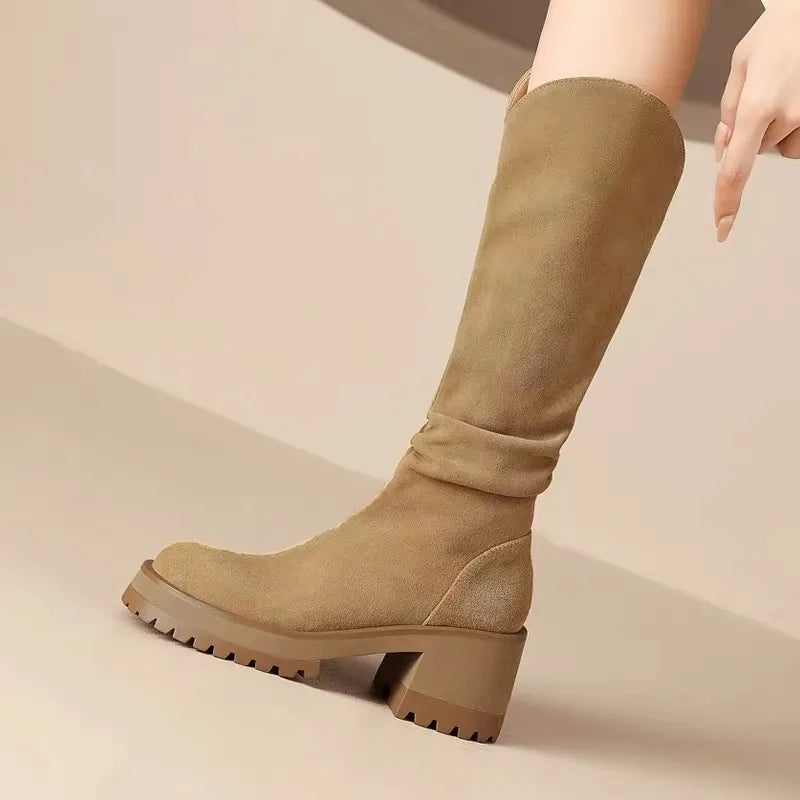 Gominglo - Winter Chic: Solid Color Waterproof High Boots GOMINGLO