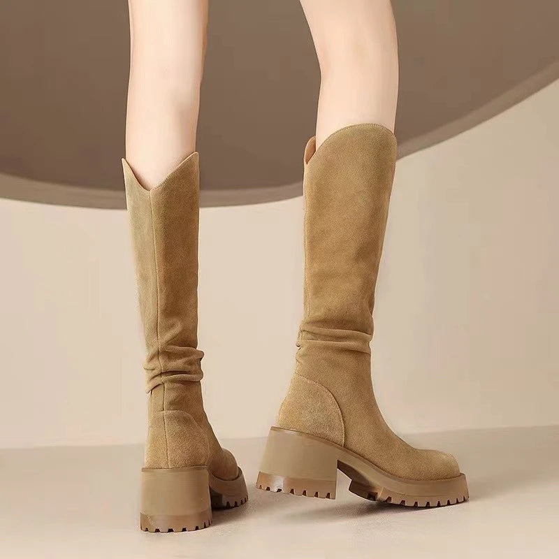 Gominglo - Winter Chic: Solid Color Waterproof High Boots GOMINGLO