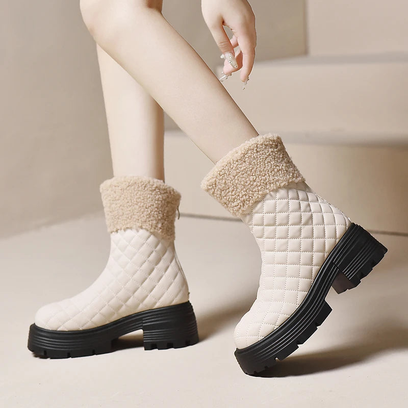 Gominglo - Winter Fashion Back Zipper High Heel Boots GOMINGLO