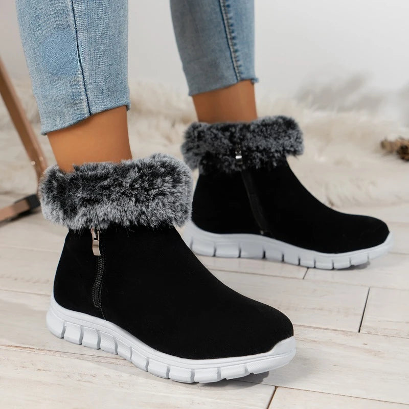 Gominglo - Winter Fashion Frosted Leather Wedge Heel Short Boot GOMINGLO