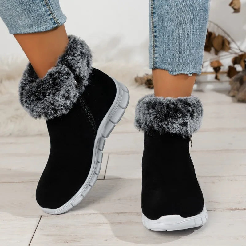 Gominglo - Winter Fashion Frosted Leather Wedge Heel Short Boot GOMINGLO
