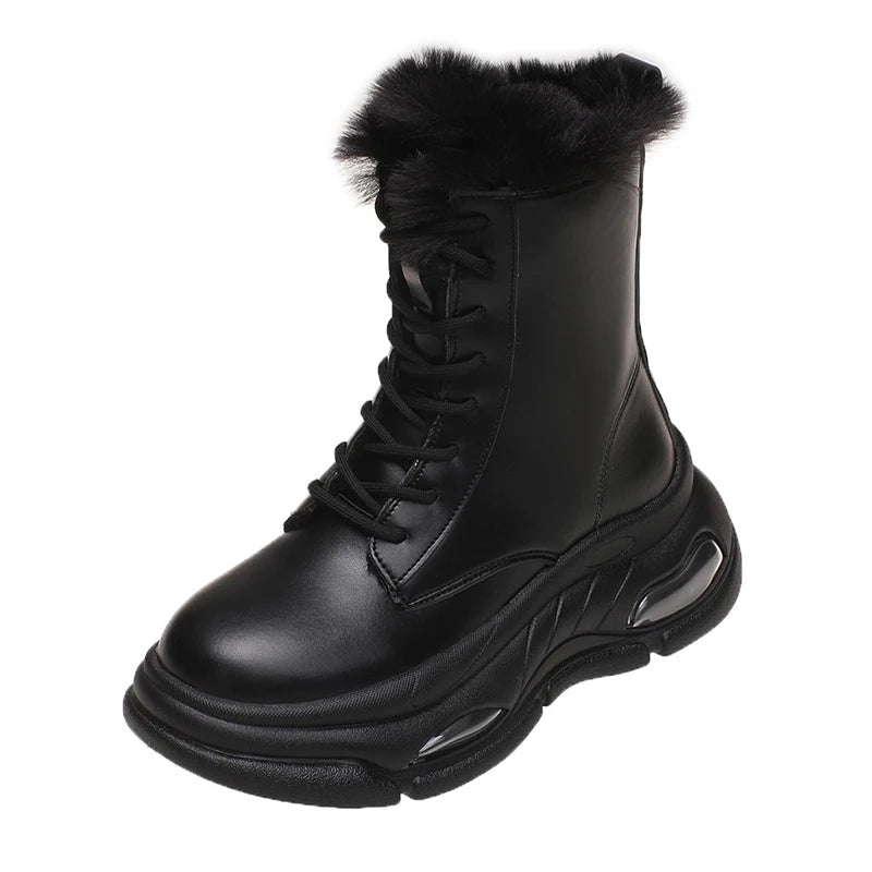Gominglo - Winter Fashion Lace-Up Side Zipper Boots GOMINGLO