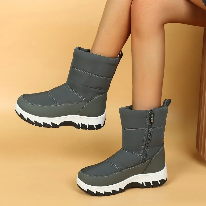 Gominglo - Winter Fashion Round Head Side Zip Snow Boots GOMINGLO