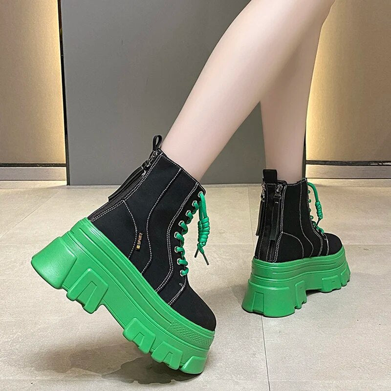 Gominglo - Women's Chunky Autumn Winter Thick Bottom Platform Ankle Boots GOMINGLO