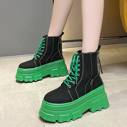Gominglo - Women's Chunky Autumn Winter Thick Bottom Platform Ankle Boots GOMINGLO
