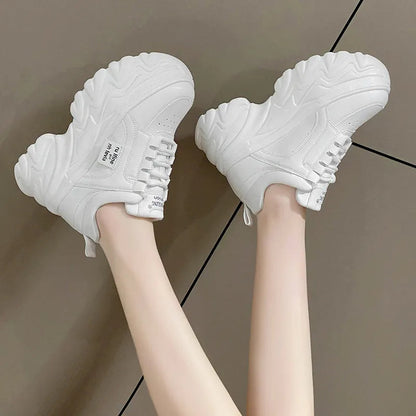 Gominglo - Women's Chunky PU Leather Fashion Sneakers GOMINGLO