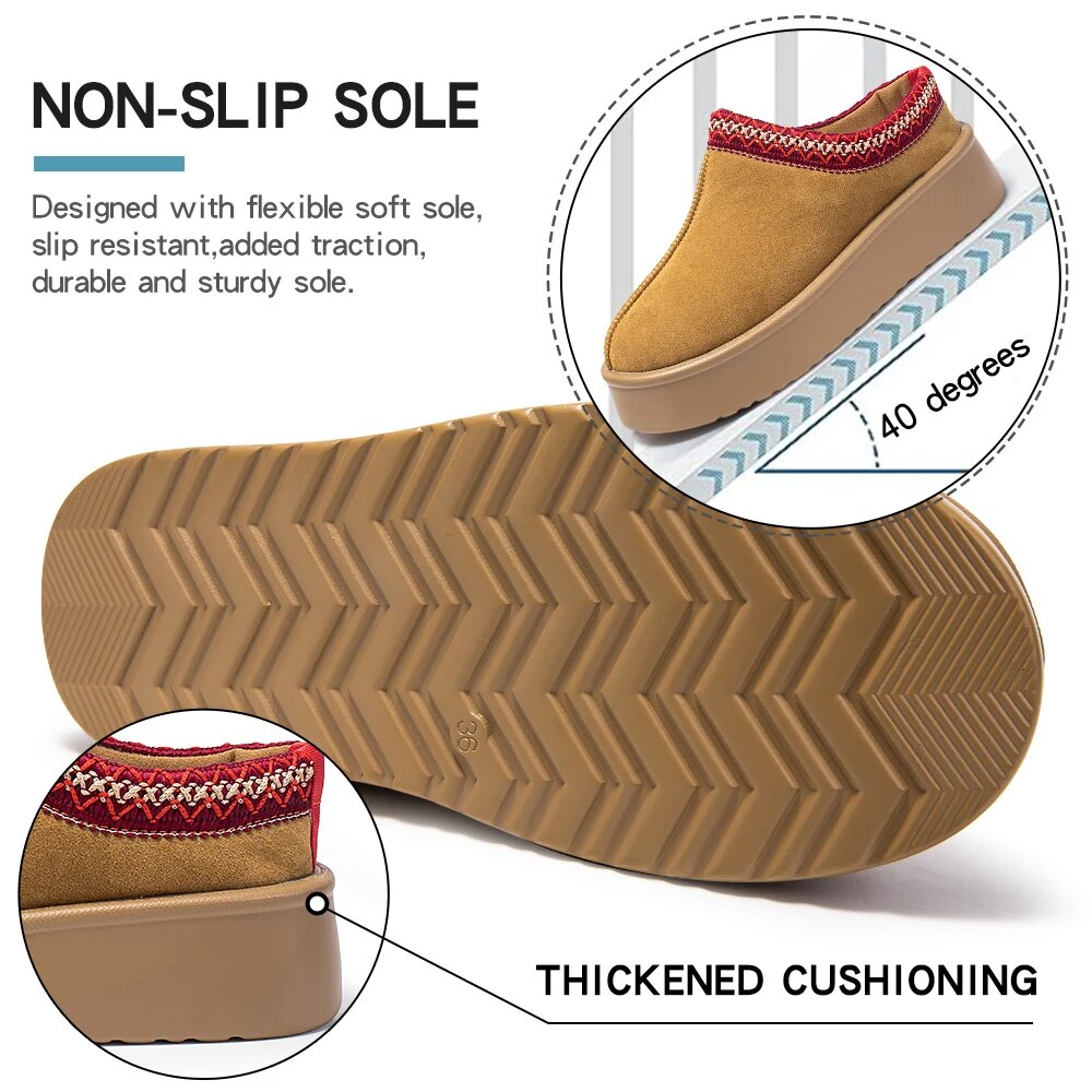 Gominglo - Women's Chunky Platform Slip On Plush Warm Winter Boots GOMINGLO