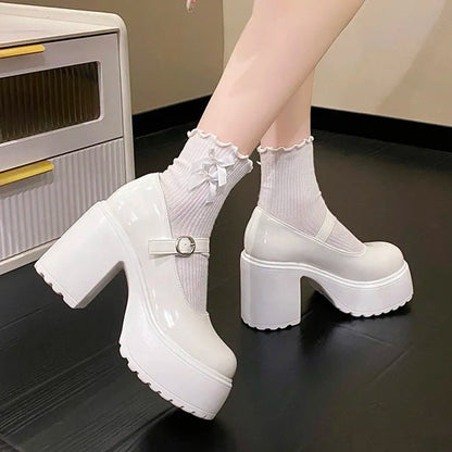 Gominglo - Women's Fashion Platform Shoes High Heels Buckle Strap GOMINGLO