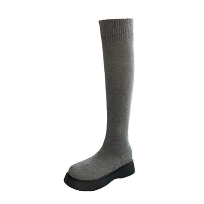 Gominglo - Women's Over The Knee Stretch Knitting Sock Long Autumn Winter Boots GOMINGLO