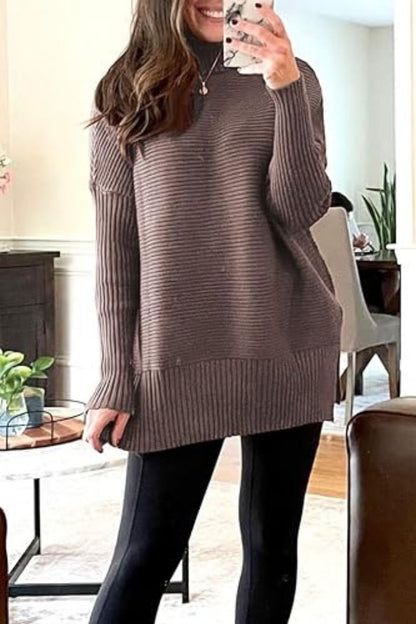 Gominglo - Women's Oversized Solid Turtleneck Pullovers Winter Fashion Sweater GOMINGLO