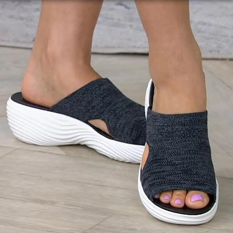 Gominglo - Women's Stretch Cross Slides Casual Outdoor Open-Toe Slippers GOMINGLO