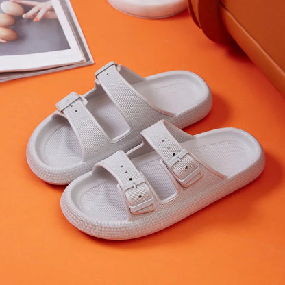 Gominglo - Women's Thick Platform Cloud Slides with Buckle GOMINGLO