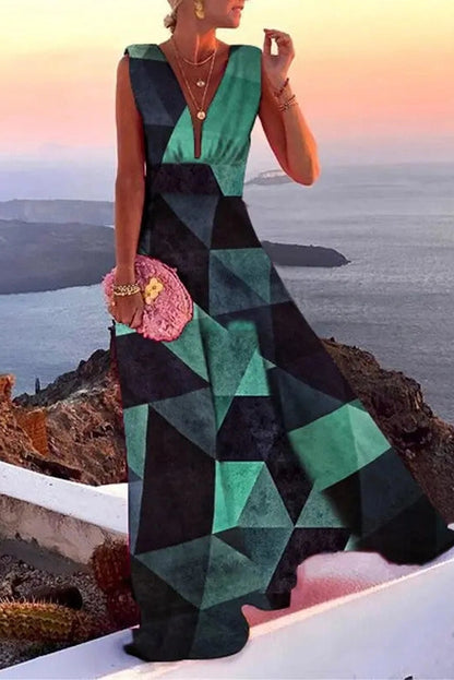 Elegant Sleeveless V-Neck Maxi Dress