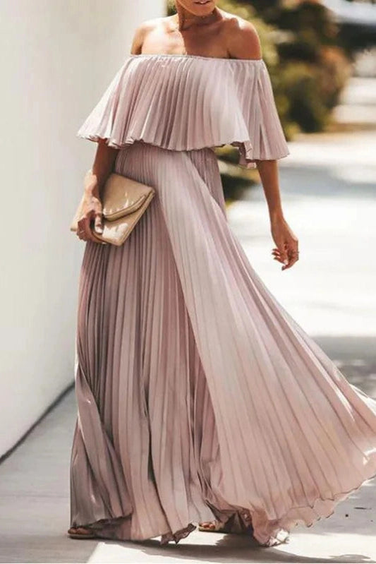 Elegant Off-Shoulder Strapless Maxi Dress