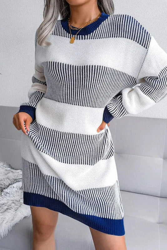 Elegant Patchwork Long Sleeve Mini Dress