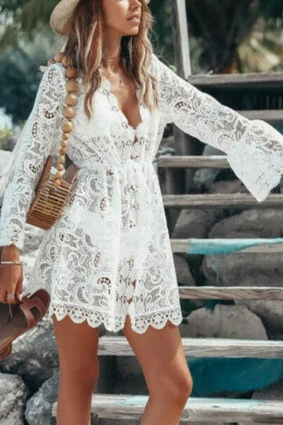 V-Neck Lace Cover-Up Dress