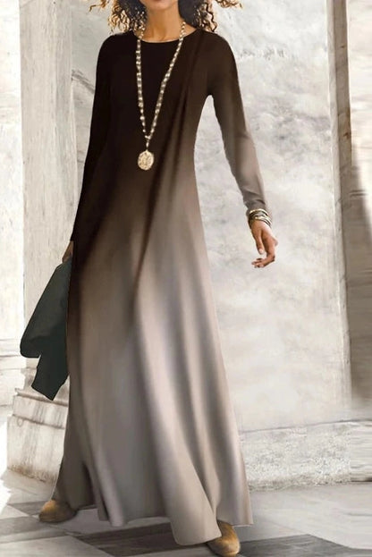 Elegant O-Neck Patchwork Maxi Dress