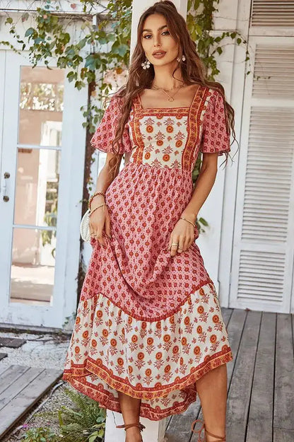 Casual Square Neck Maxi Dress