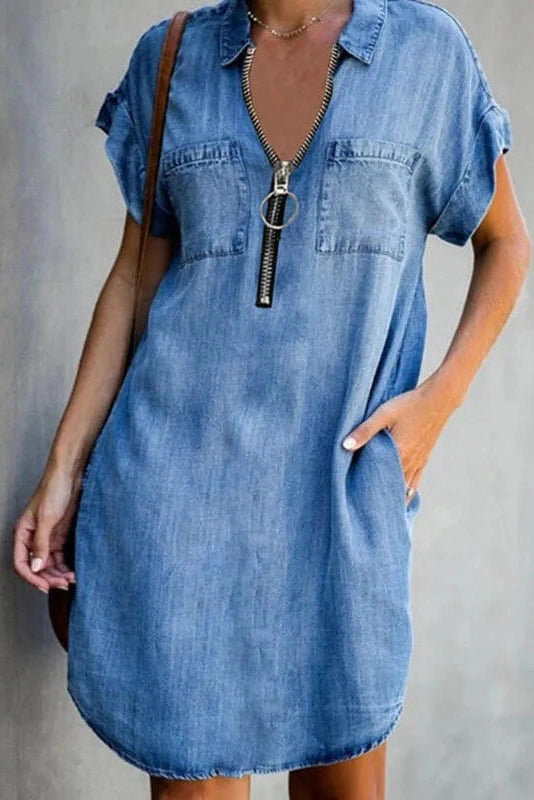 Elegant Short Sleeve Midi Dress