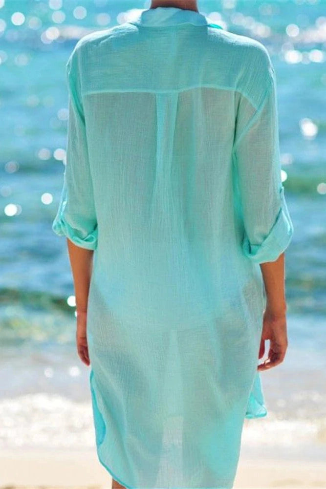 See-Through Long Sleeve Cover-Up Dress