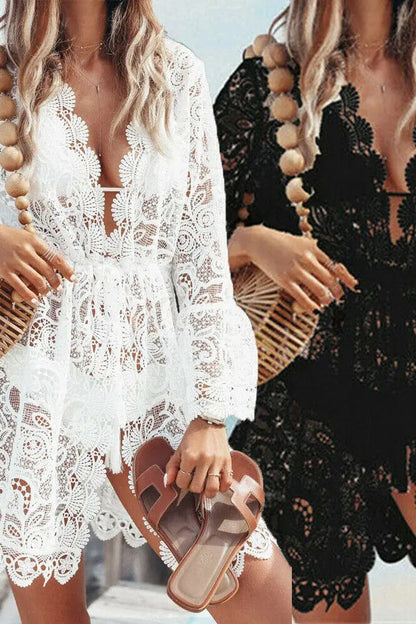 V-Neck Lace Cover-Up Dress