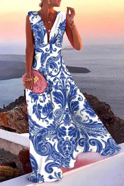 Elegant Sleeveless V-Neck Maxi Dress