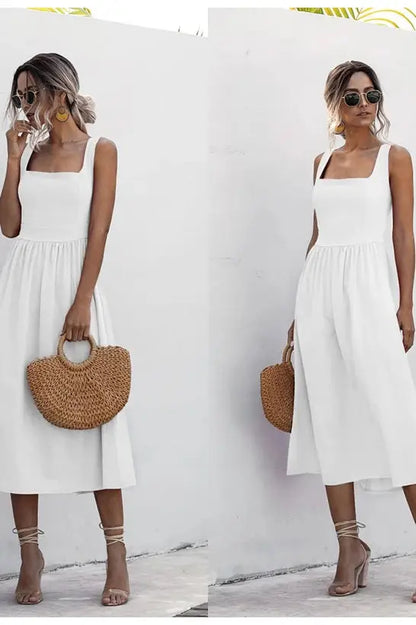 Casual Ruched Spaghetti Strap Maxi Dress