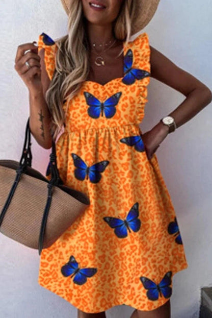 Elegant Sleeveless Floral Print Midi Dress