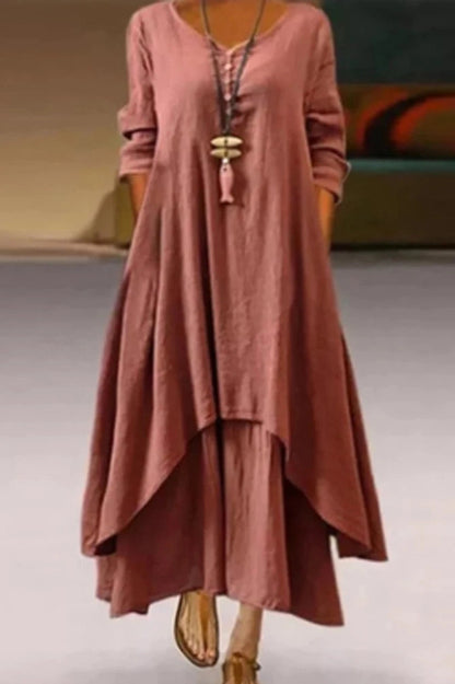 Elegant Long Sleeve Cotton Maxi Dress