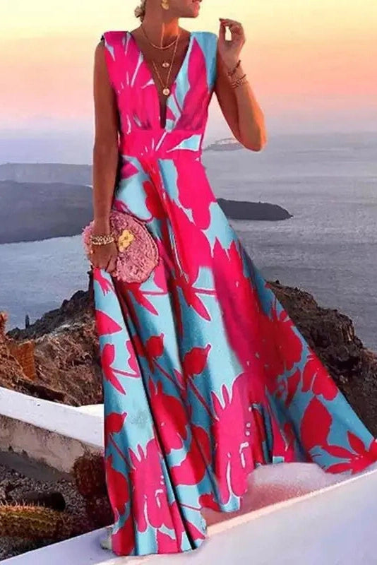 Elegant Sleeveless V-Neck Maxi Dress