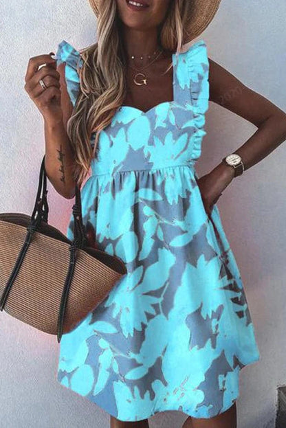 Elegant Sleeveless Floral Print Midi Dress